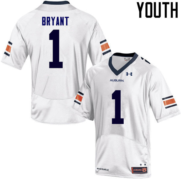 Auburn Tigers Youth Big Cat Bryant #1 White Under Armour Stitched College NCAA Authentic Football Jersey CGX6574ED